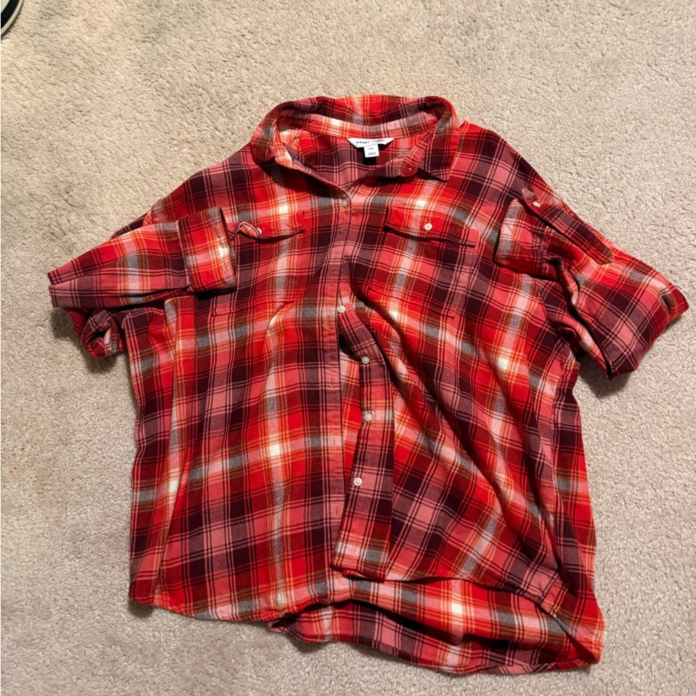 Old Navy Red and Black Plaid Shirt